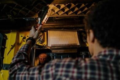 Mobile Truck Mechanic Running Diagnostic Checks on a Heavy Duty Engine Greater Montreal |  247 Mobile Truck Repair |roadside Service |greater Montreal