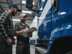 Professional Service Unit Assisting a Commercial Truck with Air Brake Repair Near the a 40 in Trois Rivières |  247 Truck Repair in Trois Rivières Emergency Mobile Service