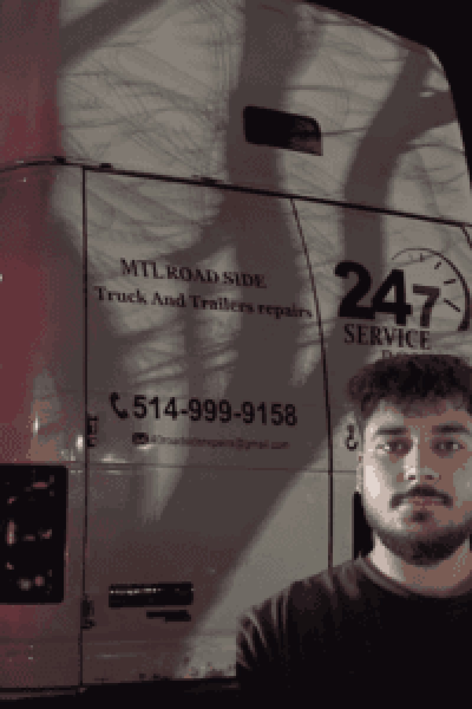 Anmol (Andy) Preet Singh, expert truck repair mechanic, standing in front of MTL Roadside Truck & Trailers Repair mobile service truck.